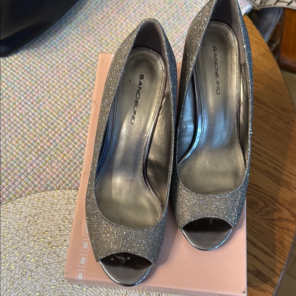 Bandolino Silver Peep Toe Heels